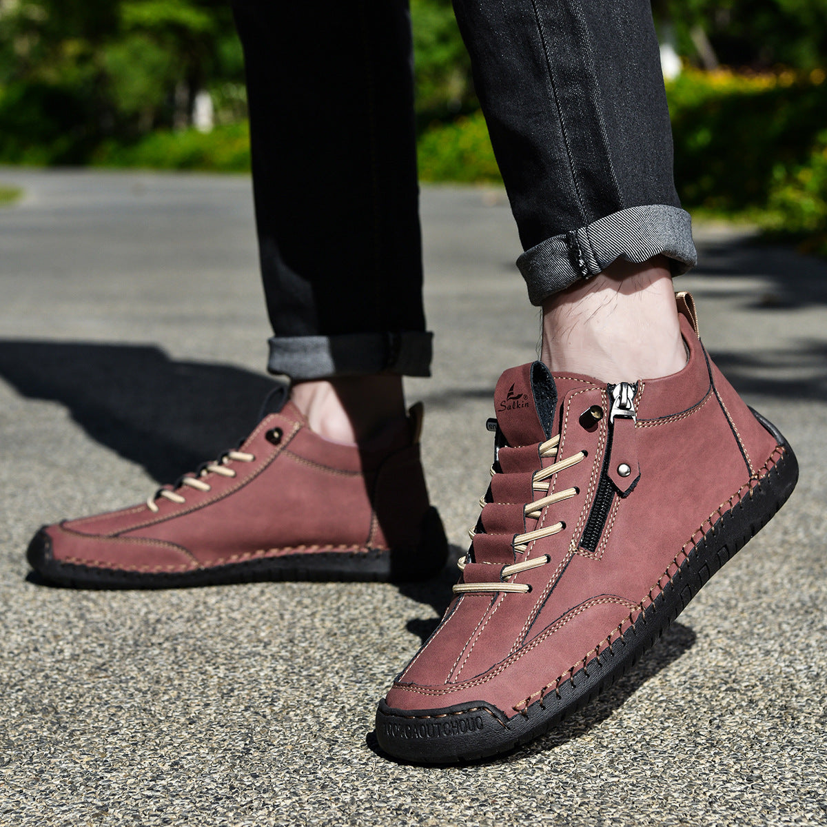 (🔥 ¡50% de descuento - No te lo pierdas!) Zapatos de piel "Cero Fatiga": Cremallera lateral, soporte plantar y suela antideslizante – su diseño ergonómico alivia la fatiga - unisex