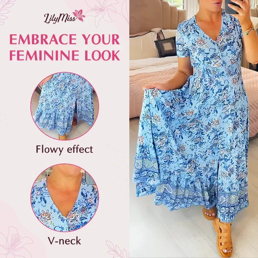 🌺Nové kvetinové šaty s výstrihom do V pre rok 2025 【S-4XL】