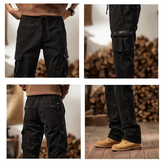 👖🛠️ Pánske taktické nohavice vyrobené zo 100% bavlny, v khaki farbe - s mnohými vreckami