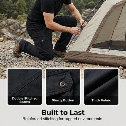 👖🛠️ Pánske taktické nohavice vyrobené zo 100% bavlny, v khaki farbe - s mnohými vreckami