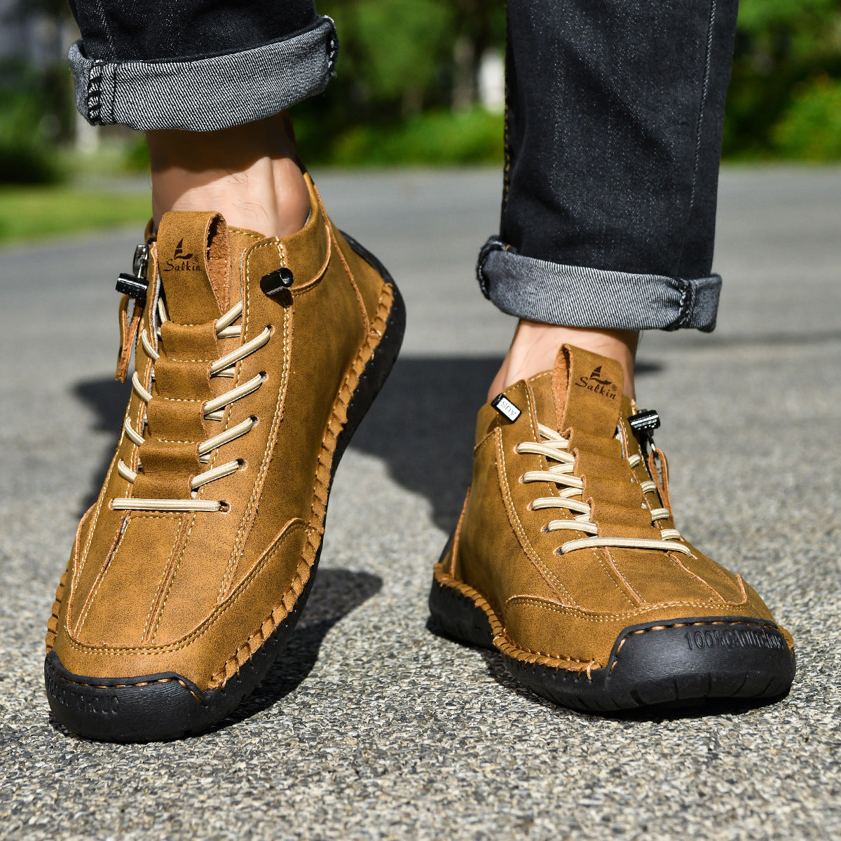 (🔥 ¡50% de descuento - No te lo pierdas!) Zapatos de piel "Cero Fatiga": Cremallera lateral, soporte plantar y suela antideslizante – su diseño ergonómico alivia la fatiga - unisex