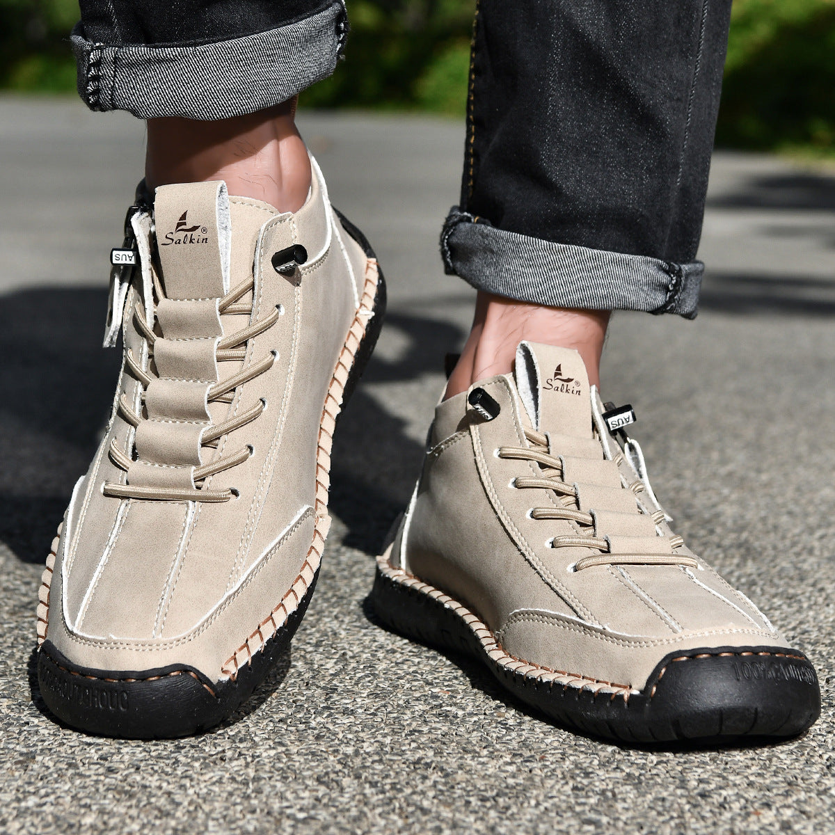 (🔥 ¡50% de descuento - No te lo pierdas!) Zapatos de piel "Cero Fatiga": Cremallera lateral, soporte plantar y suela antideslizante – su diseño ergonómico alivia la fatiga - unisex
