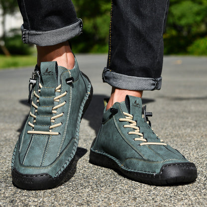 (🔥 ¡50% de descuento - No te lo pierdas!) Zapatos de piel "Cero Fatiga": Cremallera lateral, soporte plantar y suela antideslizante – su diseño ergonómico alivia la fatiga - unisex