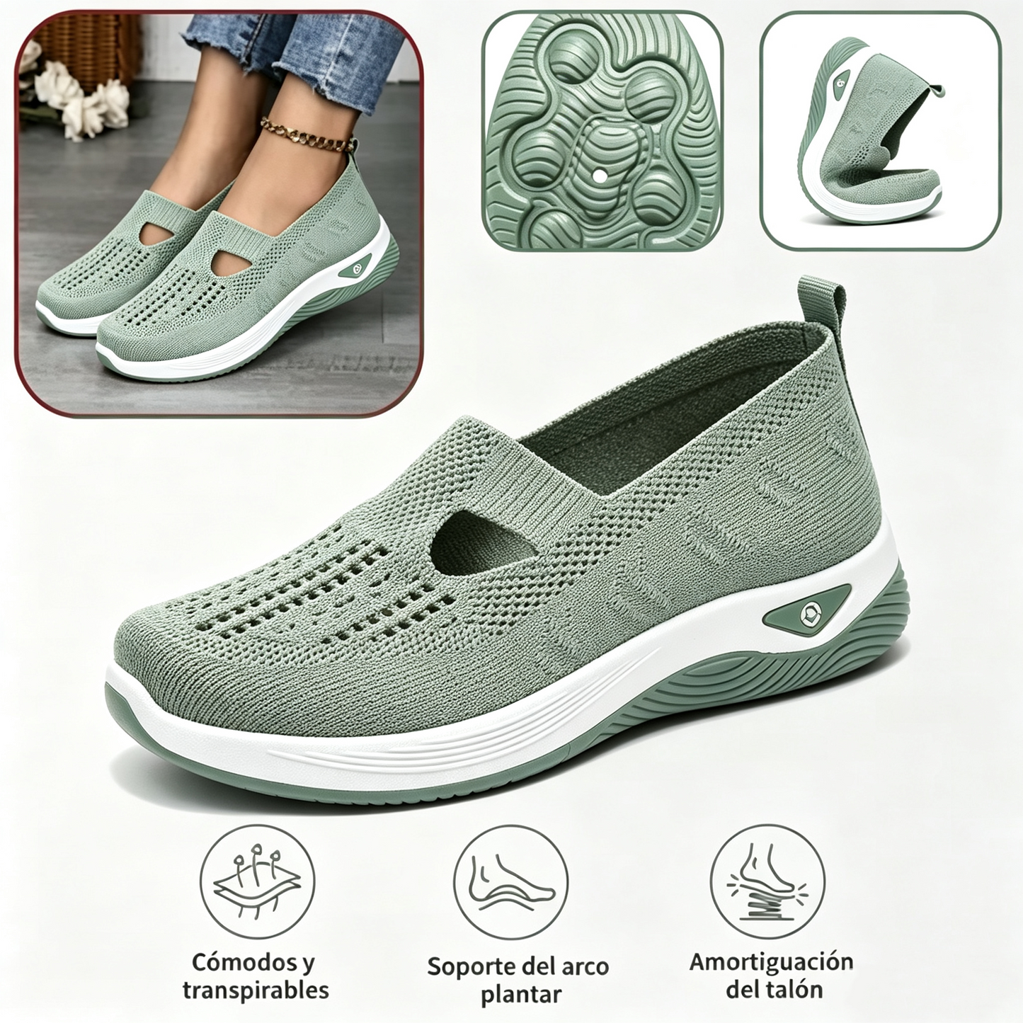 ⏰ ¡Último día! 50% de descuento 👟 Zapatos ortopédicos ergonómicos de verano | Transpirable y ligero ✅ Alivia el dolor de pies | Fácil de poner y quitar