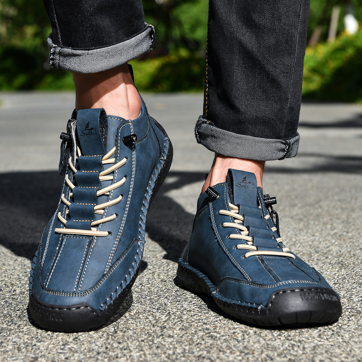 (🔥 ¡50% de descuento - No te lo pierdas!) Zapatos de piel "Cero Fatiga": Cremallera lateral, soporte plantar y suela antideslizante – su diseño ergonómico alivia la fatiga - unisex
