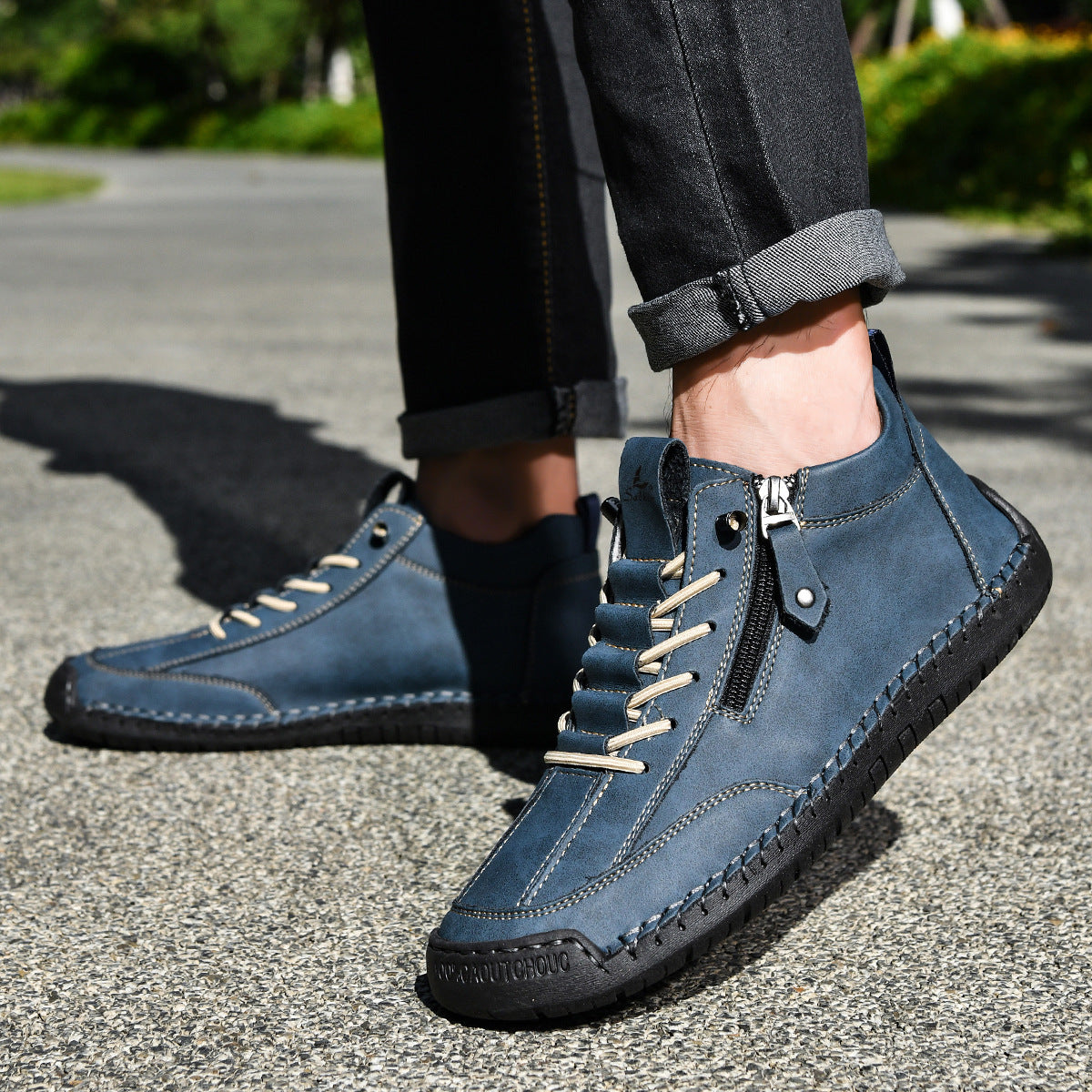 (🔥 ¡50% de descuento - No te lo pierdas!) Zapatos de piel "Cero Fatiga": Cremallera lateral, soporte plantar y suela antideslizante – su diseño ergonómico alivia la fatiga - unisex