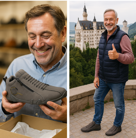 (⏰50% de descuento por tiempo limitado)🐂 Zapatos ortopédicos para hombre, hechos de auténtica piel de vaca australiana👞 cosidos a mano, impermeables y antideslizantes✅ soporte de arco - caminata cómoda