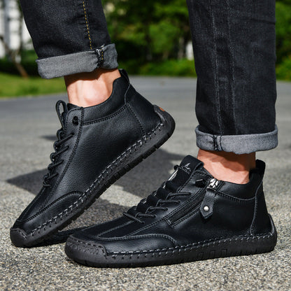 (🔥 ¡50% de descuento - No te lo pierdas!) Zapatos de piel "Cero Fatiga": Cremallera lateral, soporte plantar y suela antideslizante – su diseño ergonómico alivia la fatiga - unisex