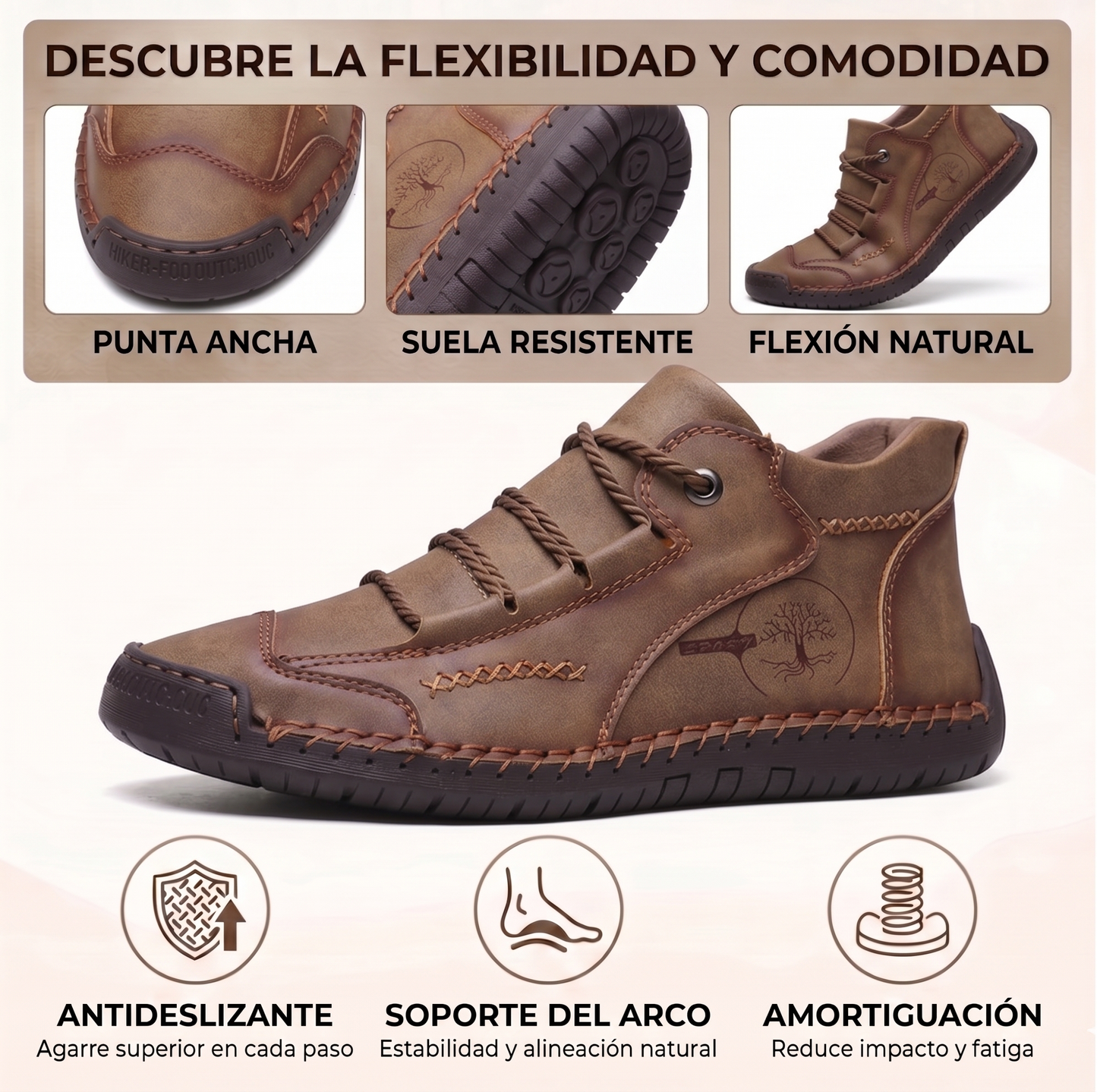🔥 50% OFF | Zapatos de Piel de Becerro Premium: Soporte de Arco, Impermeables y Antideslizantes. ¡Camina sin esfuerzo!