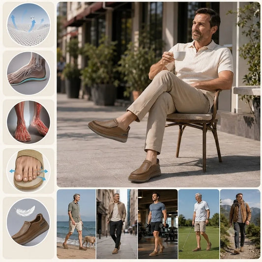 🎉 ¡Sconto del 50% hoy! 👞 Zapatos de cuero para hombre de uso diario 🐂 Hechos de piel de vacuno australiana de alta calidad ✅ Transpirables y ligeros 🦶 Soporte del arco plantar y eficaz absorción de impactos ✅ Ideales para caminar todo el día sin moles