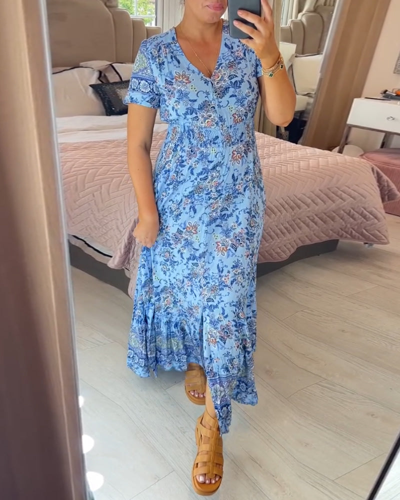 🌺Nové kvetinové šaty s výstrihom do V pre rok 2025 【S-4XL】