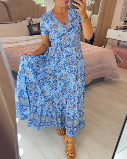 🌺Nové kvetinové šaty s výstrihom do V pre rok 2025 【S-4XL】