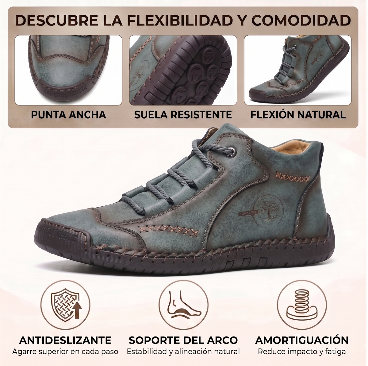 🔥 50% OFF | Zapatos de Piel de Becerro Premium: Soporte de Arco, Impermeables y Antideslizantes. ¡Camina sin esfuerzo!