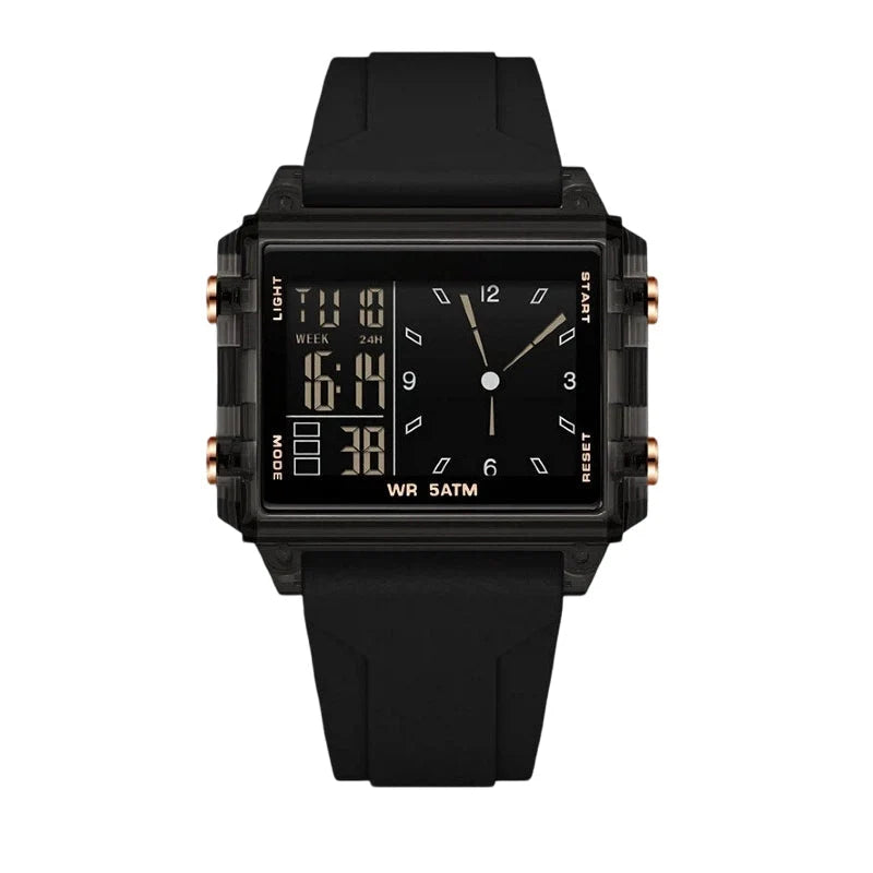 ⏰ Priehľadné a vodotesné digitálne hodinky do 50 m – ABS + silikón + akryl – jasný LED displej a matný dizajn pre šport
