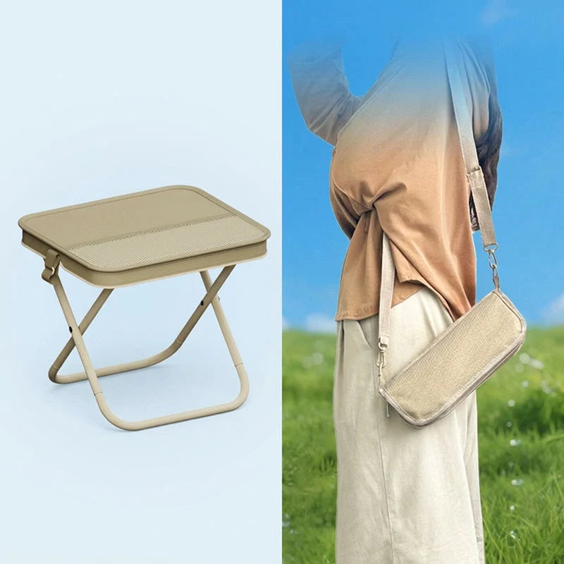 Prenosná skladateľná stolička v dizajne kabelky