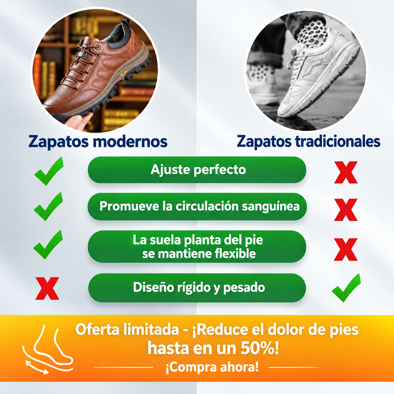 🎁Último día para un 50% de descuento, ¡no te lo pierdas!⏰Hecho de piel de becerro australiana🐂Soporte para el pie: alivia el dolor de pies✅Impermeable y antideslizante, cómodo para caminar.