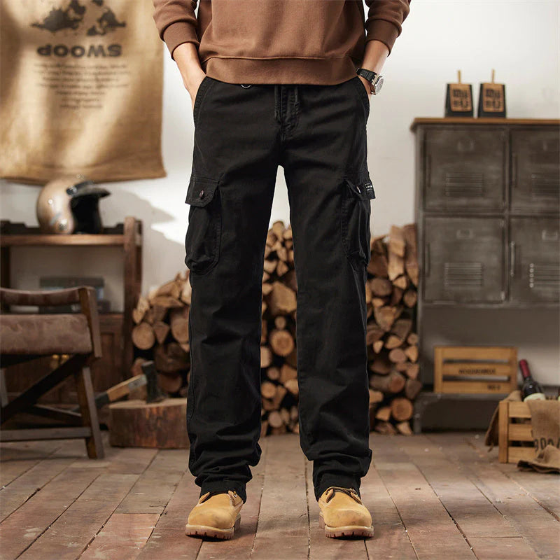 👖🛠️ Pánske taktické nohavice vyrobené zo 100% bavlny, v khaki farbe - s mnohými vreckami