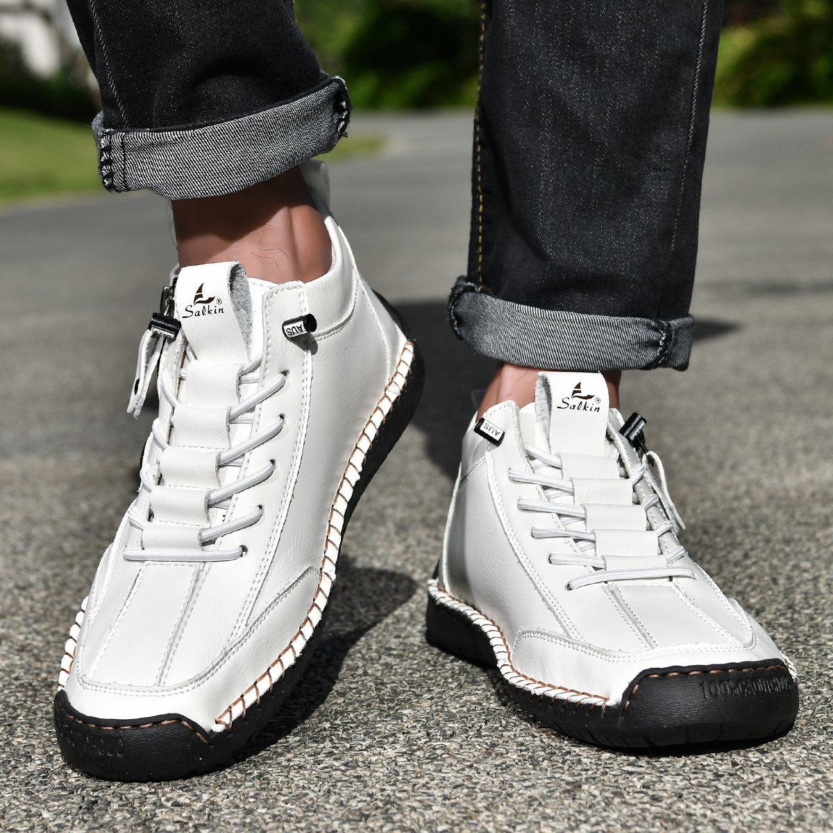 (🔥 ¡50% de descuento - No te lo pierdas!) Zapatos de piel "Cero Fatiga": Cremallera lateral, soporte plantar y suela antideslizante – su diseño ergonómico alivia la fatiga - unisex