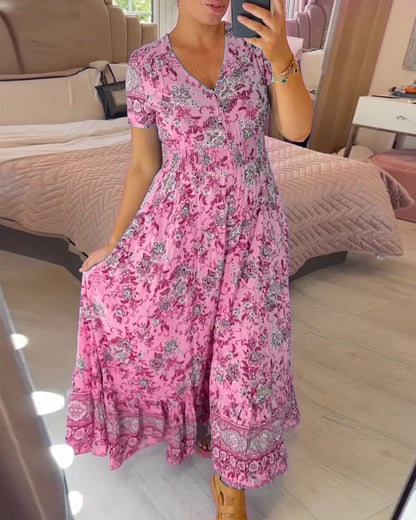 🌺Nové kvetinové šaty s výstrihom do V pre rok 2025 【S-4XL】