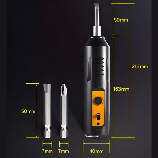 Mini elektrický skrutkovač – 12 bitov, 1 hodina nabíjania cez USB