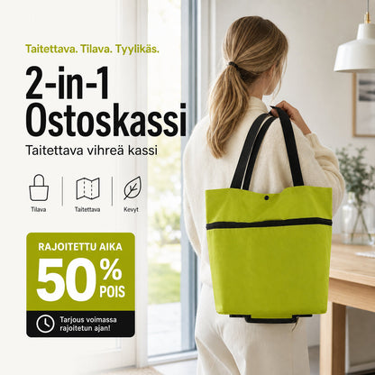 Nákupná taška 2 v 1, skladacia zelená taška