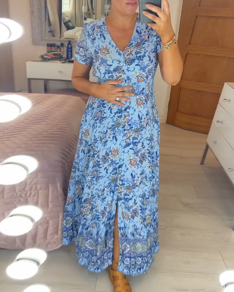 🌺Nové kvetinové šaty s výstrihom do V pre rok 2025 【S-4XL】