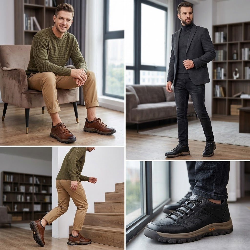🎁Último día para un 50% de descuento, ¡no te lo pierdas!⏰Hecho de piel de becerro australiana🐂Soporte para el pie: alivia el dolor de pies✅Impermeable y antideslizante, cómodo para caminar.
