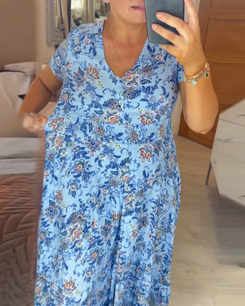 🌺Nové kvetinové šaty s výstrihom do V pre rok 2025 【S-4XL】