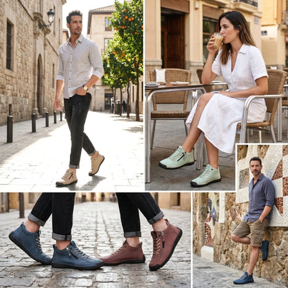 (🔥 ¡50% de descuento - No te lo pierdas!) Zapatos de piel "Cero Fatiga": Cremallera lateral, soporte plantar y suela antideslizante – su diseño ergonómico alivia la fatiga - unisex
