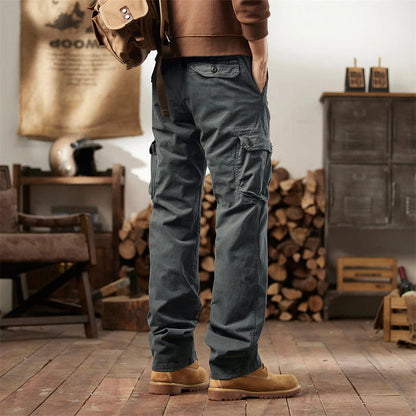 👖🛠️ Pánske taktické nohavice vyrobené zo 100% bavlny, v khaki farbe - s mnohými vreckami
