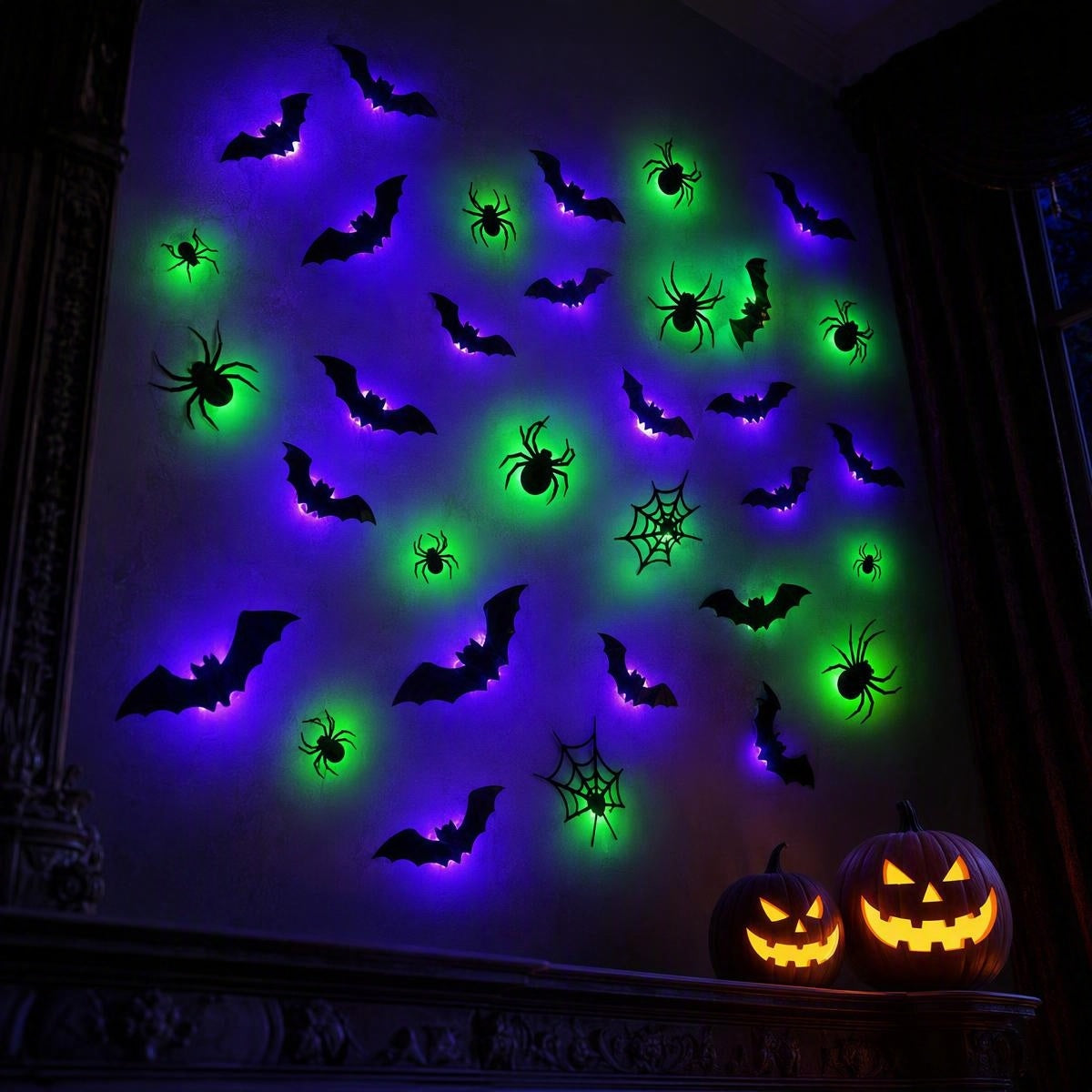 Halloweenské nálepky na stenu, ktoré svietia v tme