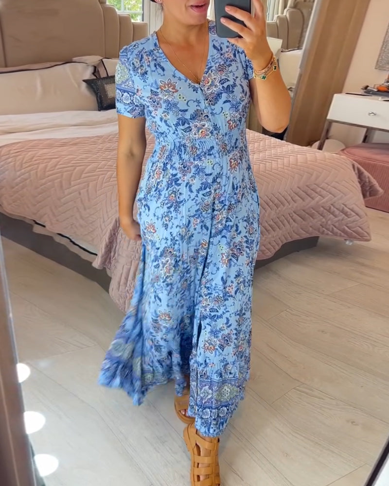 🌺Nové kvetinové šaty s výstrihom do V pre rok 2025 【S-4XL】
