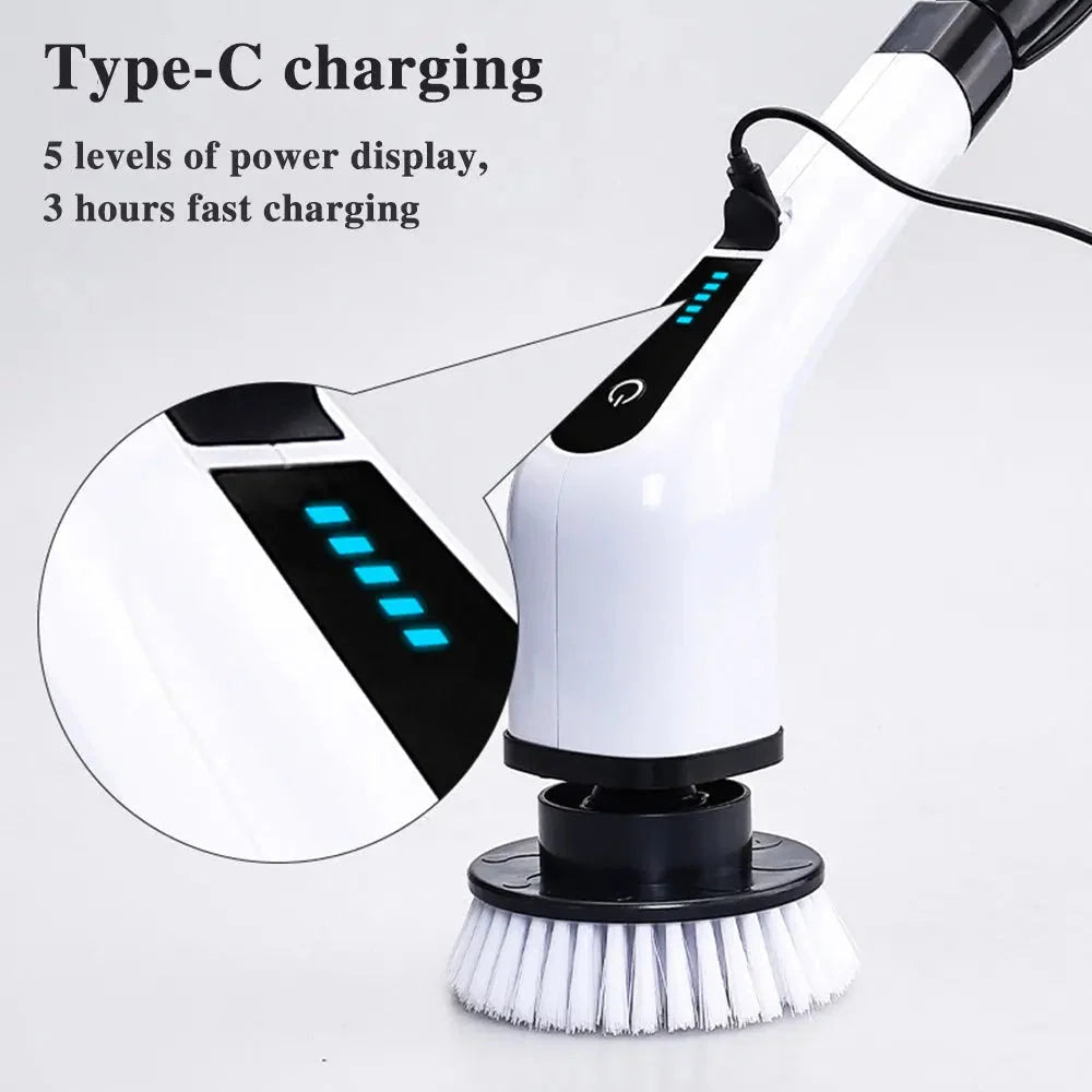 🧹50% ZĽAVA 🔋 Elektrická čistiaca kefka – 7 vymeniteľných hlavíc a 💧