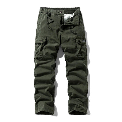 👖🛠️ Pánske taktické nohavice vyrobené zo 100% bavlny, v khaki farbe - s mnohými vreckami