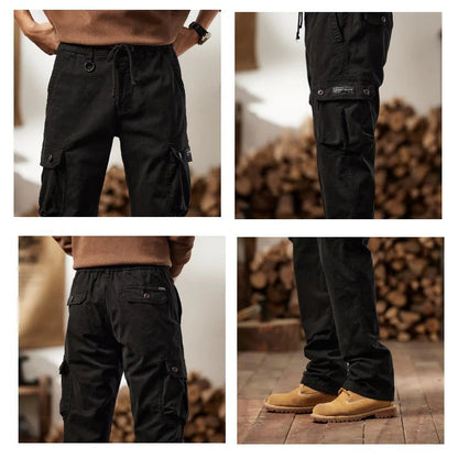 👖🛠️ Pánske taktické nohavice vyrobené zo 100% bavlny, v khaki farbe - s mnohými vreckami