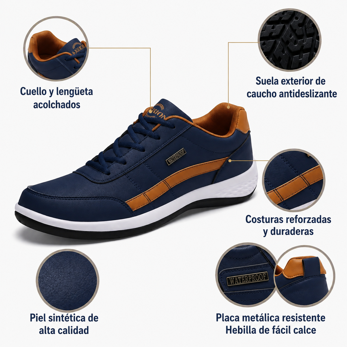 🎁Último día para aprovechar el 50% de descuento, ¡no te lo pierdas! ⏰Hecho de piel de becerro australiana🐂Soporte para el pie: alivia el dolor de pies✅Impermeable y antideslizante, cómodo de usar✅Elegante y versátil.