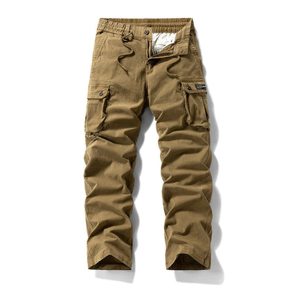 👖🛠️ Pánske taktické nohavice vyrobené zo 100% bavlny, v khaki farbe - s mnohými vreckami
