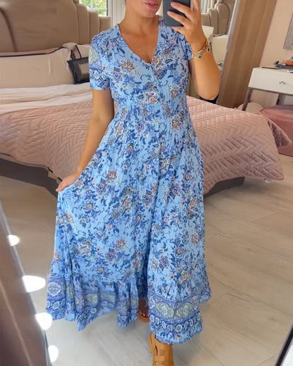 🌺Nové kvetinové šaty s výstrihom do V pre rok 2025 【S-4XL】